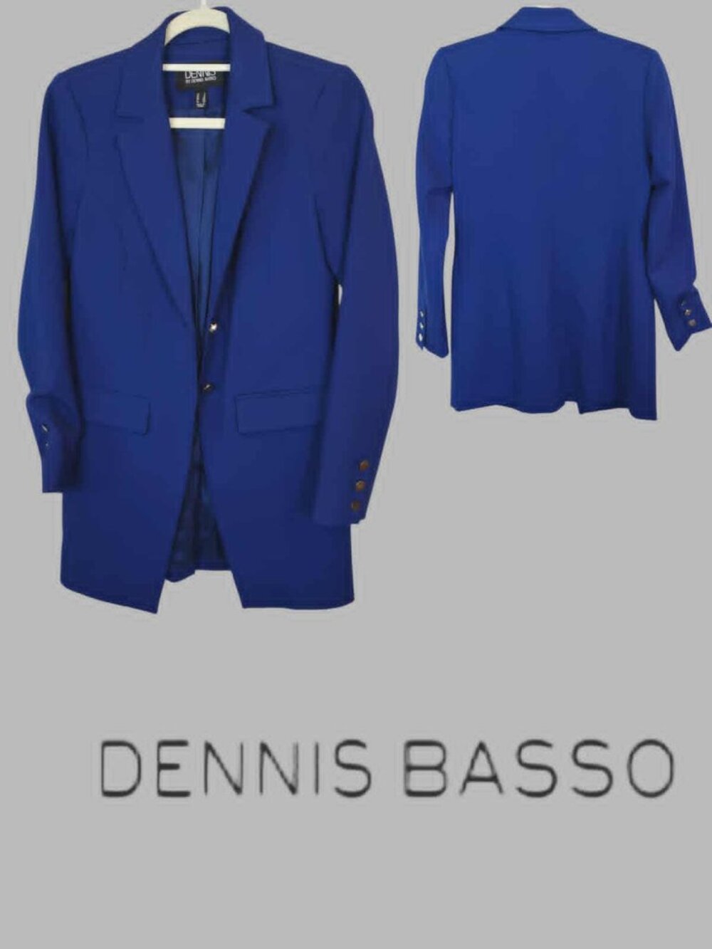 Dennis Basso Ponte Knit Lined Blazer Royal Blue  Business Jacket   Womens 2